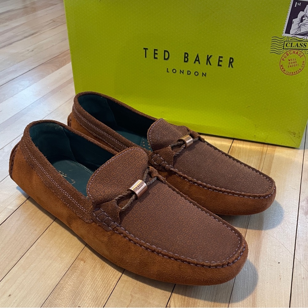 Ted Baker Men's Tan Carlsun 2 Driver Suede Slip-on Loafers - Size EU 43